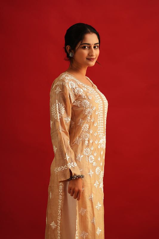 Silk Chikankari Kurti