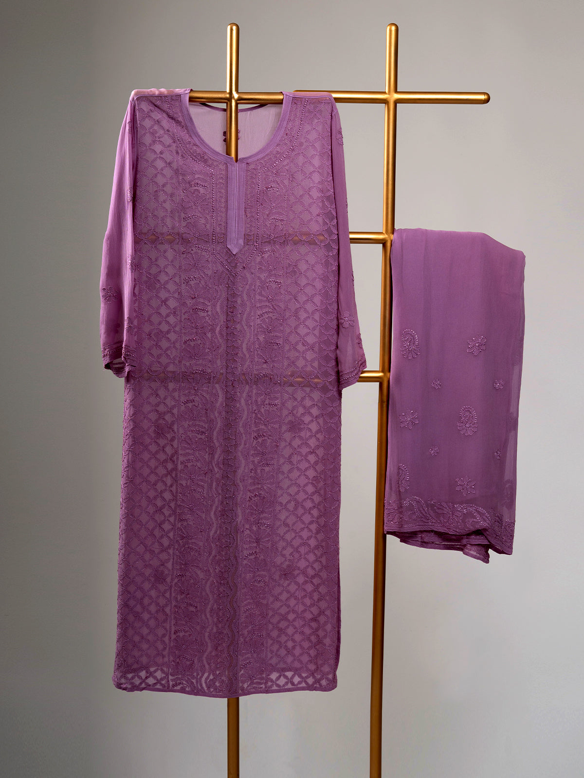 Jaal Embroidered Chikankari Set
