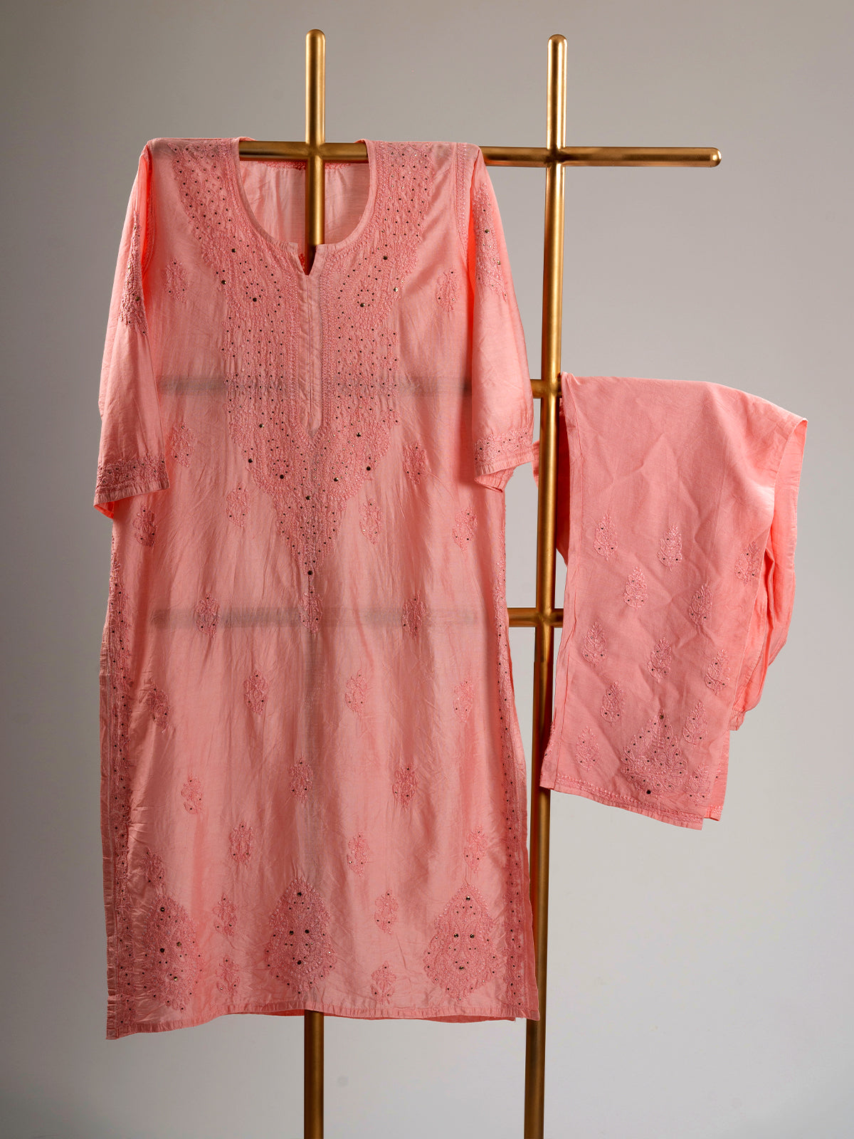 Chanderi Mukaish Chikankari Set