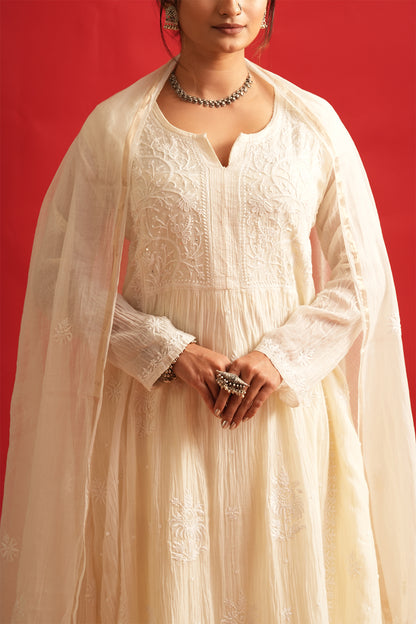 Anarkali Chikankari Kurta Set