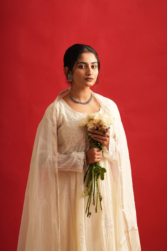 Anarkali Chikankari Kurta Set