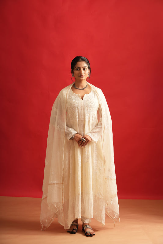 Anarkali Chikankari Kurta Set