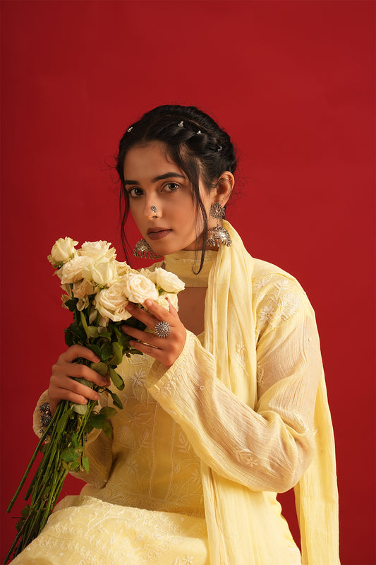 Mul Chanderi Chikankari Suit Set
