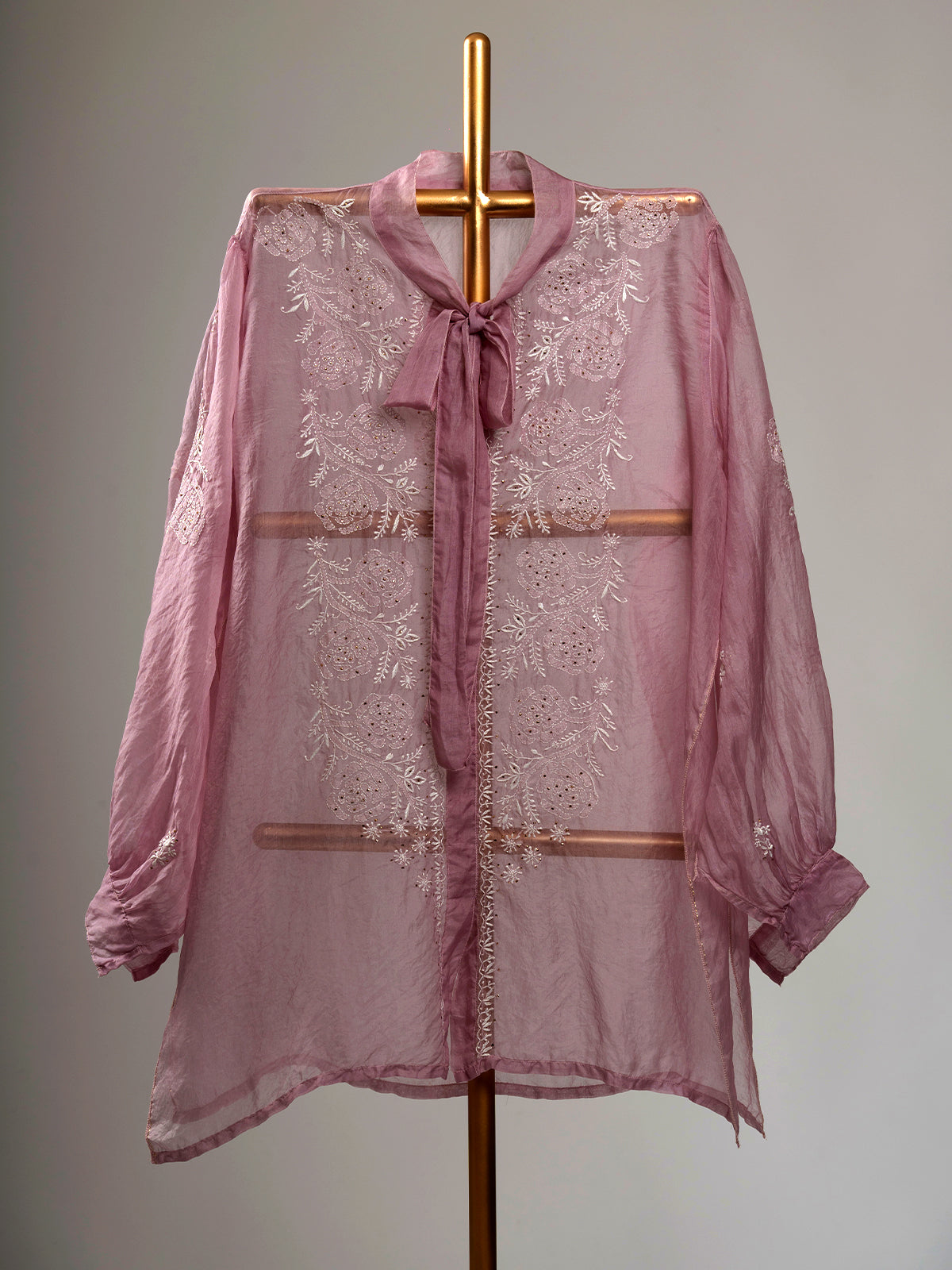 Organza Chikankari Shirt With Mukaish Work
