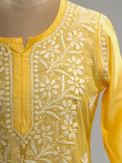Chanderi Chikankari Kurti