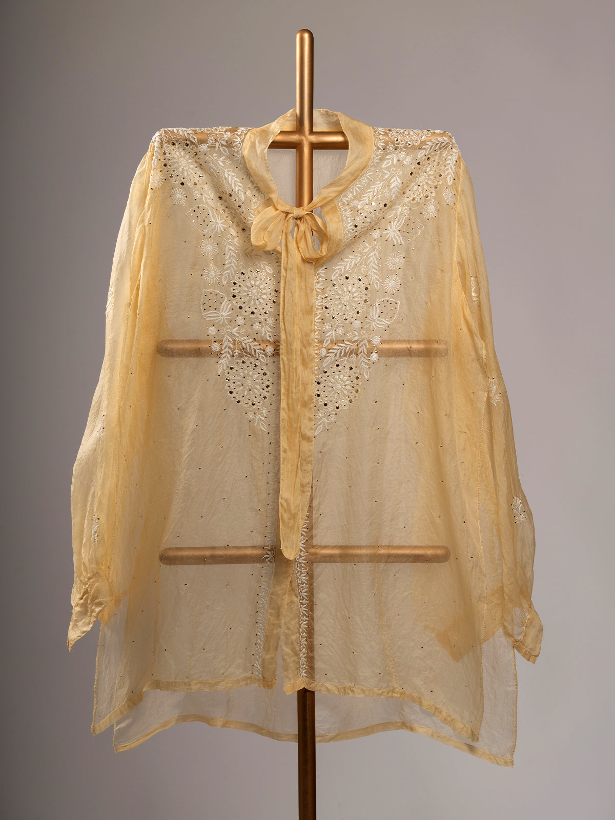Organza Chikankari Shirt With Mukaish Work