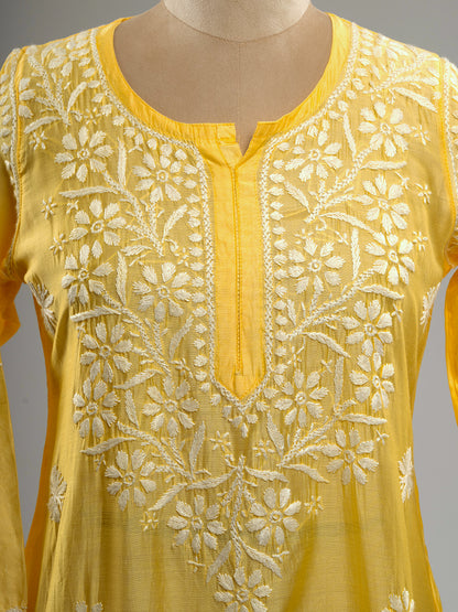 Chanderi Chikankari Kurti