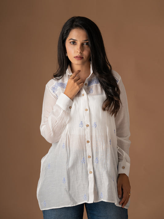 WHITE CHIKANKARI SHIRT