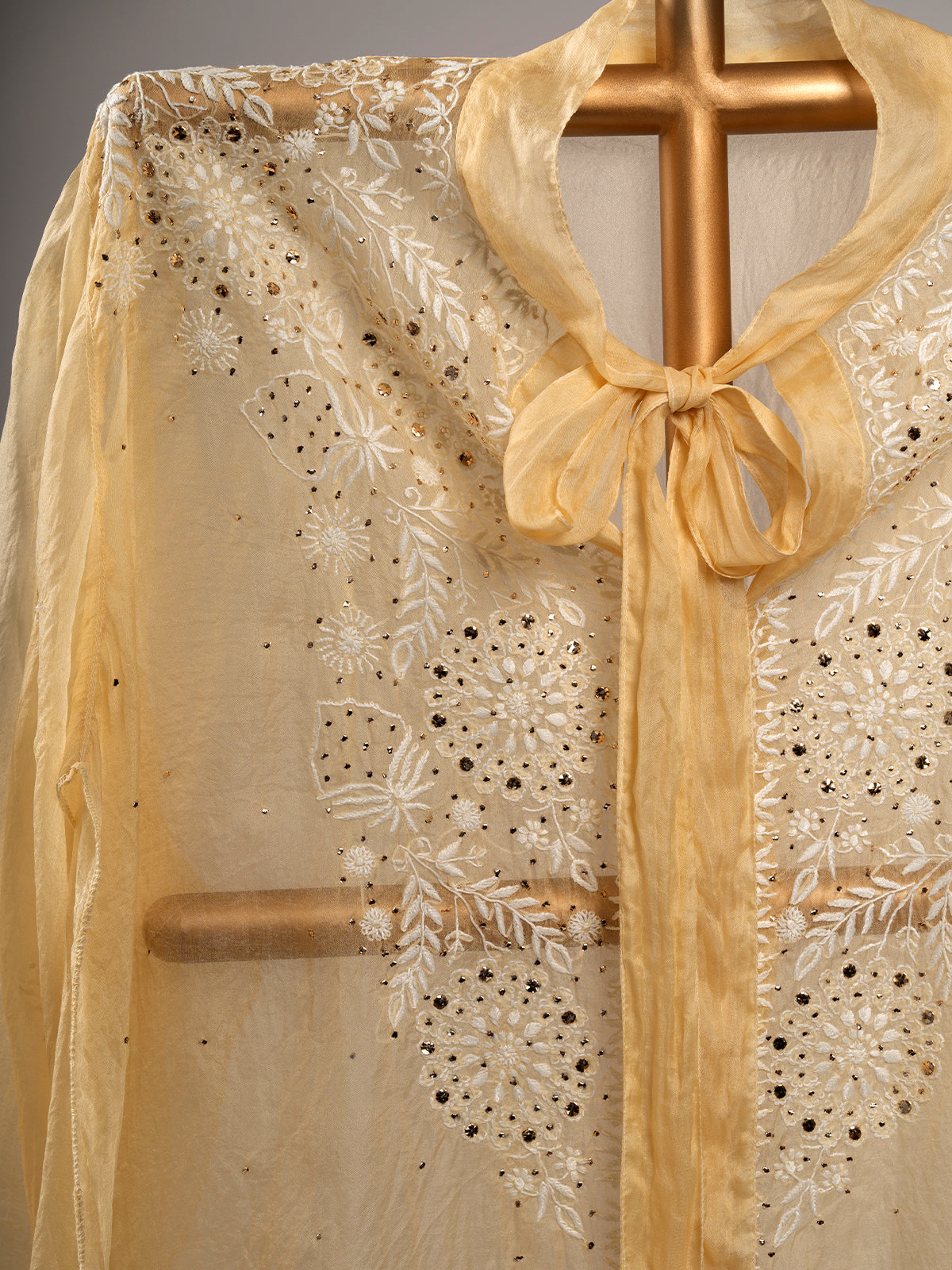 Organza Chikankari Shirt With Mukaish Work