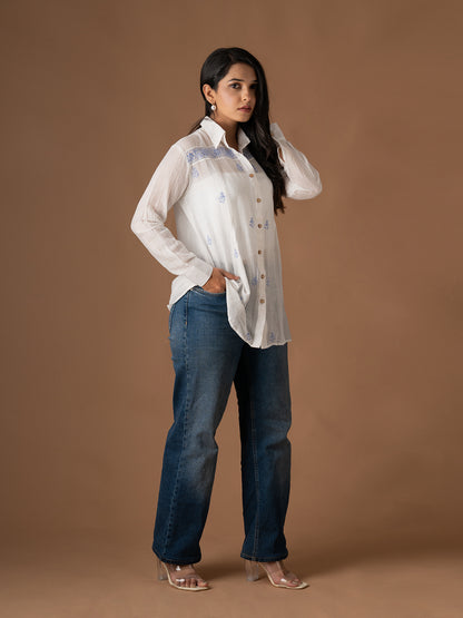 WHITE CHIKANKARI SHIRT