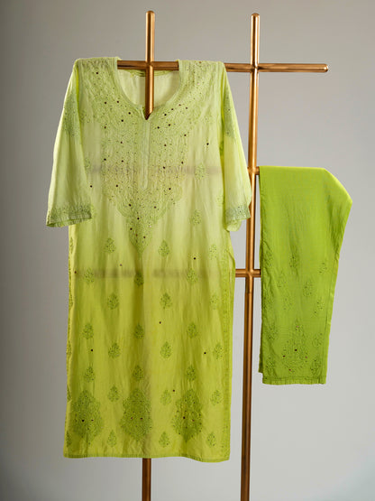 Chanderi Mukaish Chikankari Set