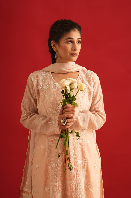 Mul Chanderi Chikankari Suit Set