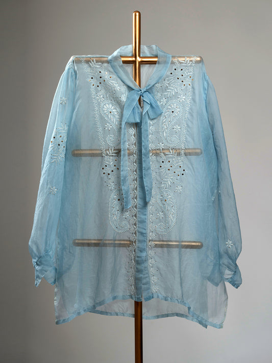 Organza Chikankari Shirt With Mukaish Work