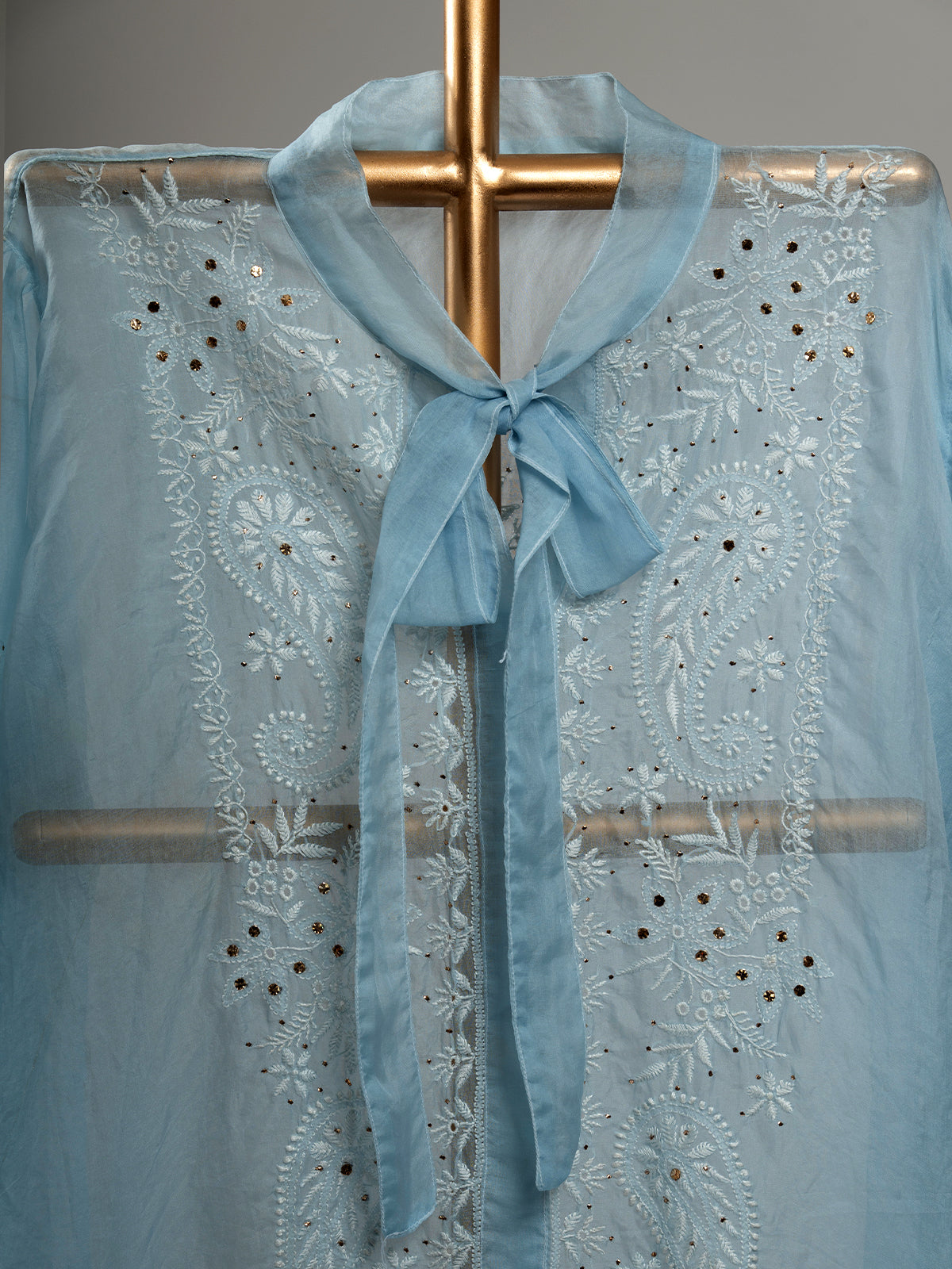 Organza Chikankari Shirt With Mukaish Work