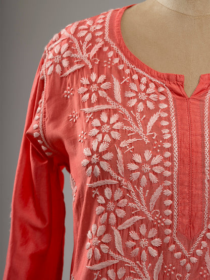 Chanderi Chikankari Kurti