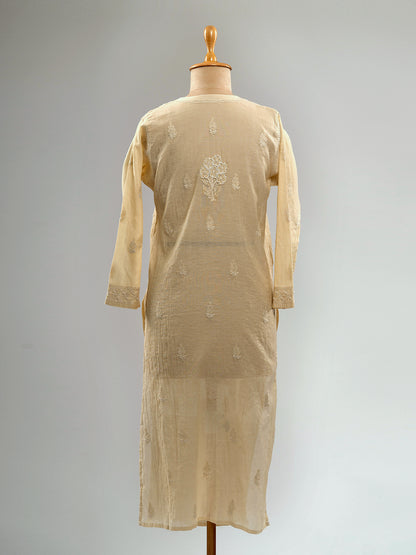 Pearl-Embellished Chikankari Kurti