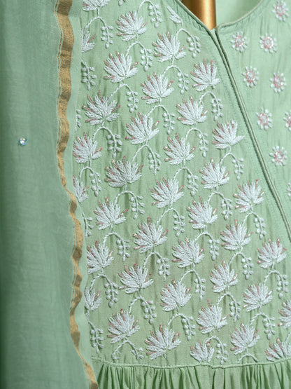 Mul Chanderi Chikankari Suit Set