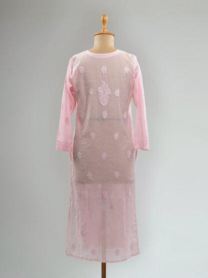 Pearl-Embellished Chikankari Kurti