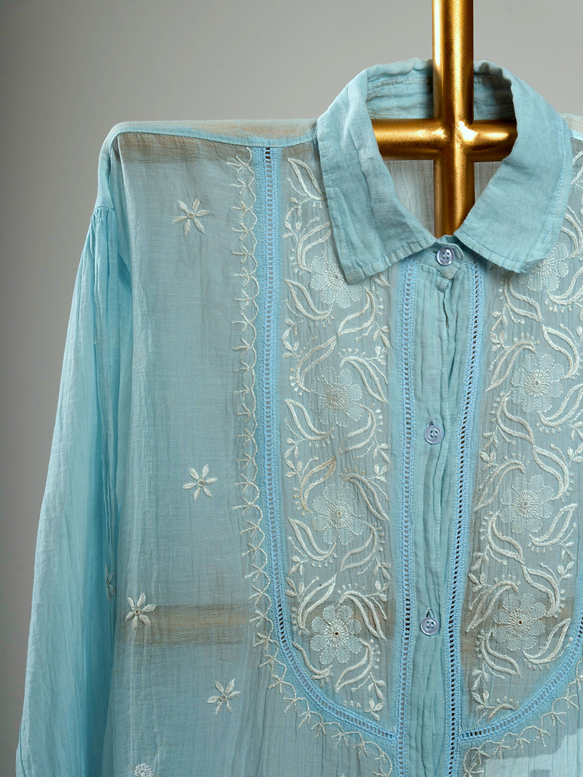 Mul Chanderi Chikankari Shirts