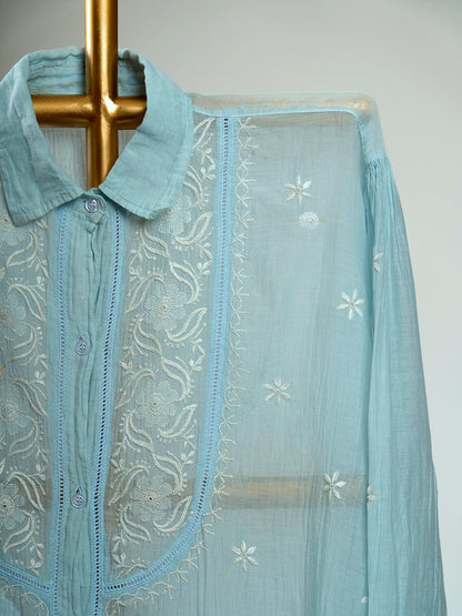 Mul Chanderi Chikankari Shirts