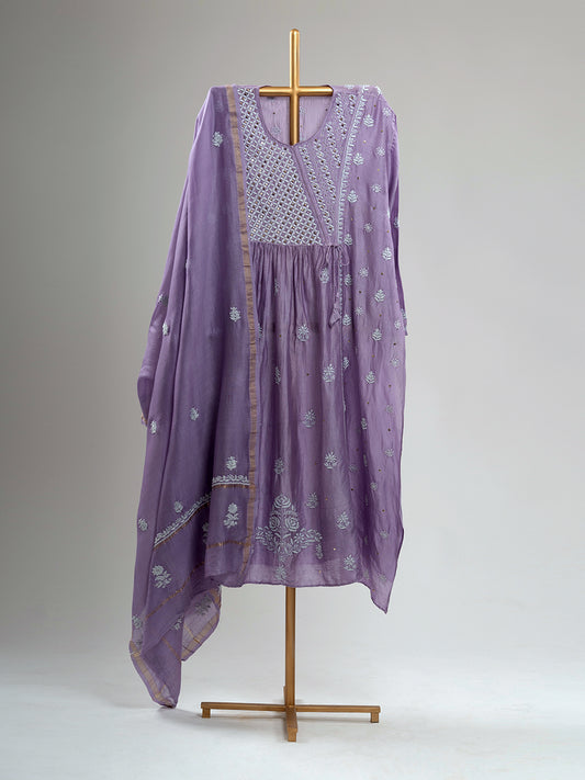 Mul Chanderi Chikankari Suit Set