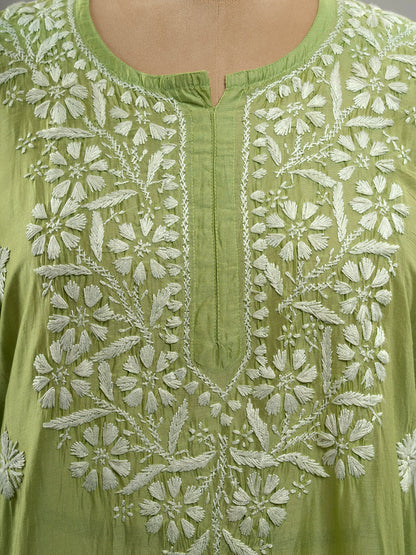 Chanderi Chikankari Kurti