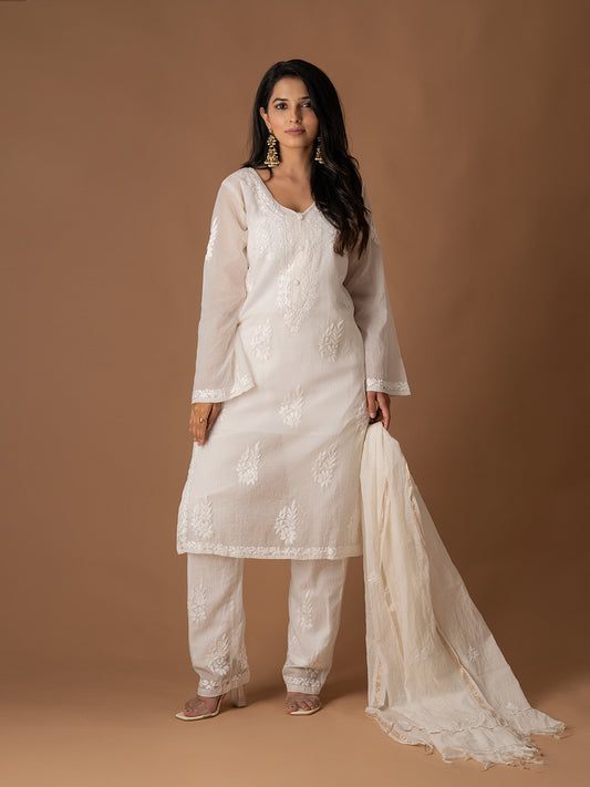 Chanderi Chikankari Set