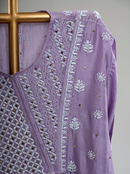 Mul Chanderi Chikankari Suit Set