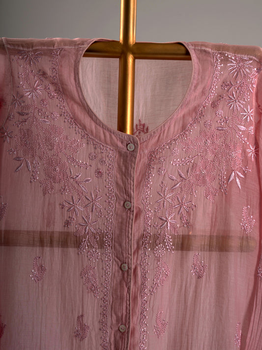 Mul Chanderi Chikankari Coord Set