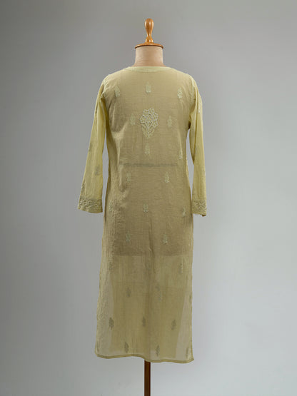 Pearl-Embellished Chikankari Kurti