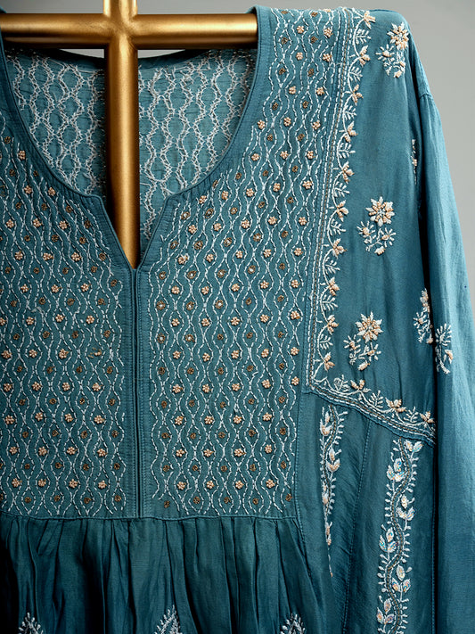 Mul Chanderi Chikankari Suit Set