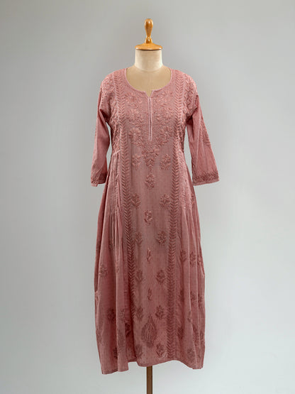 Dusky Chanderi Chikankari Kurta