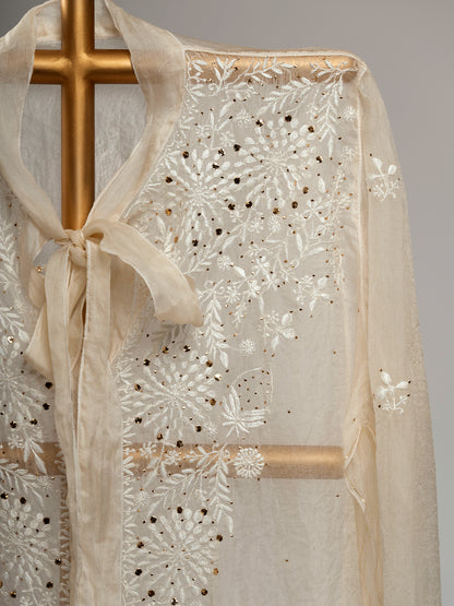 Organza Chikankari Shirt With Mukaish Work