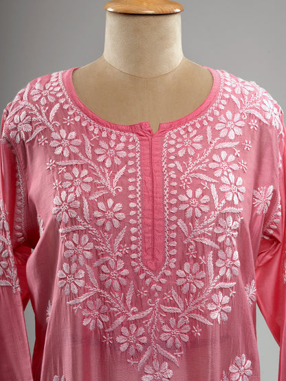 Chanderi Chikankari Kurti