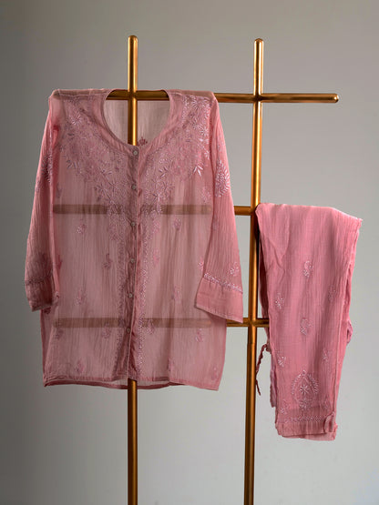 Mul Chanderi Chikankari Coord Set