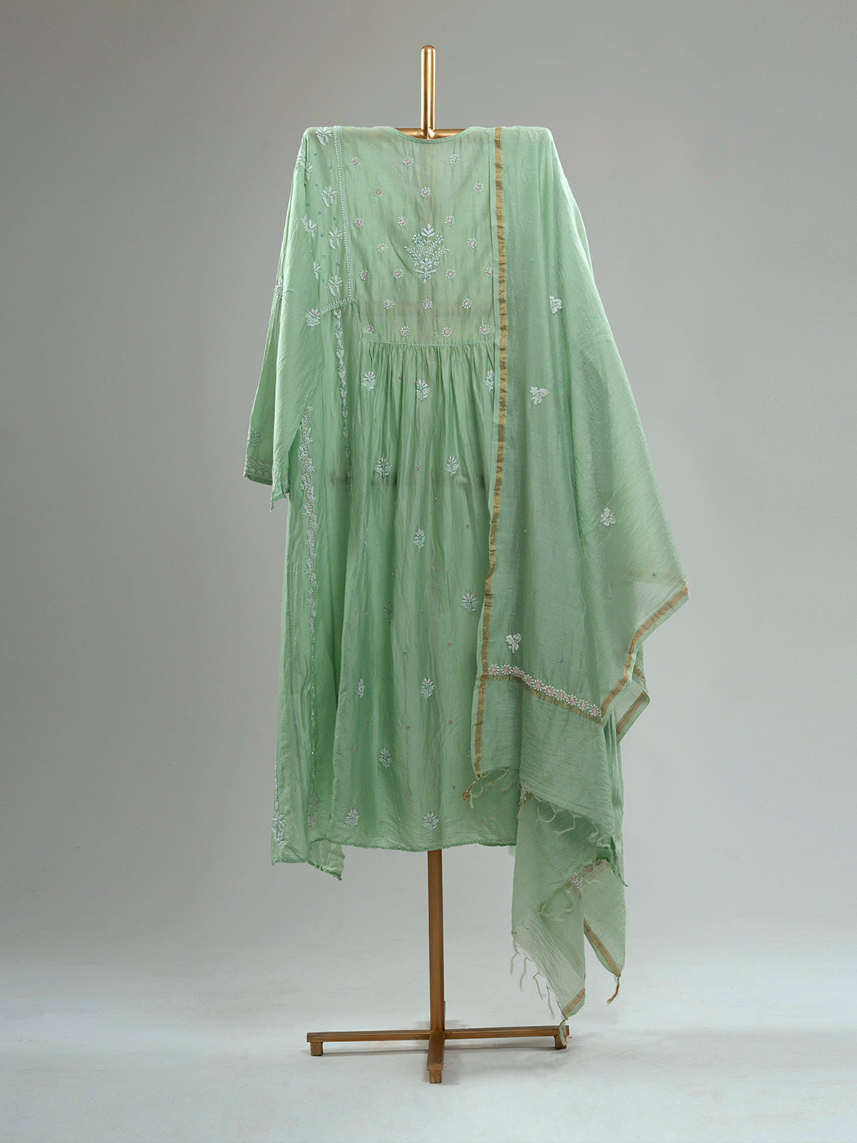 Mul Chanderi Chikankari Suit Set