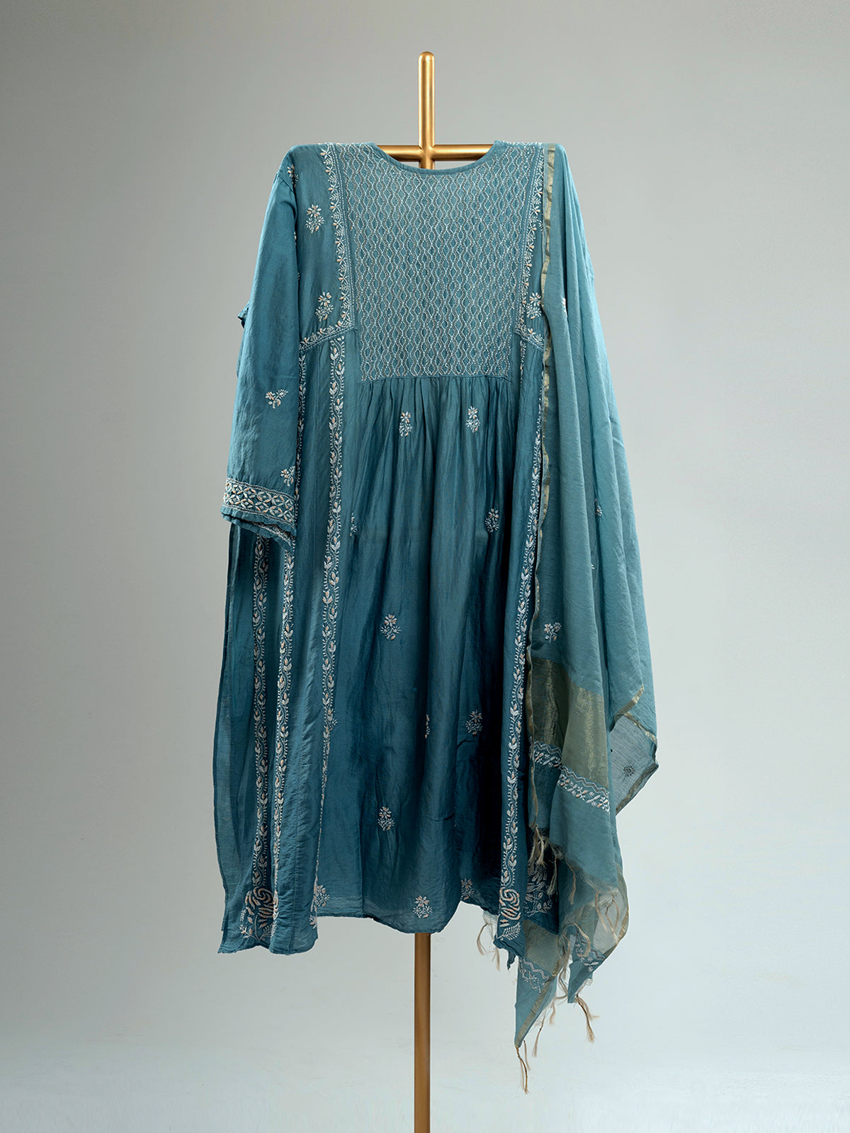 Mul Chanderi Chikankari Suit Set