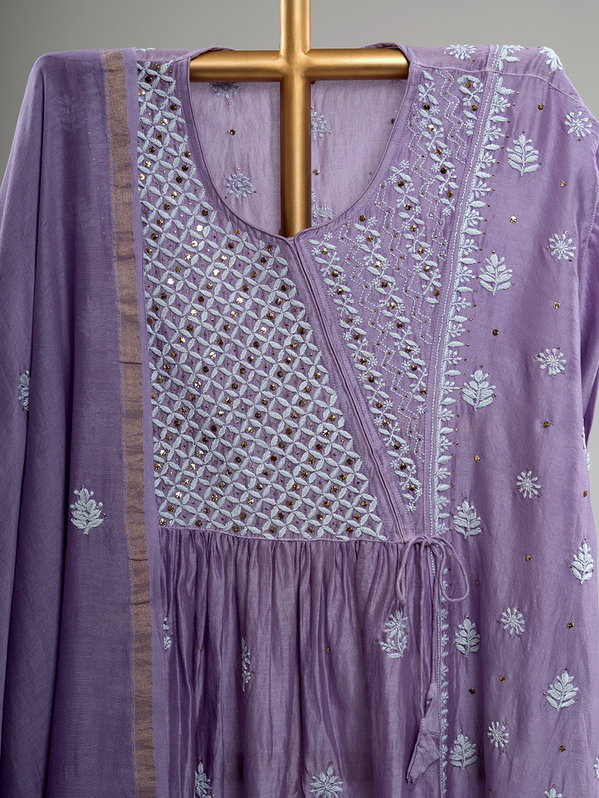 Mul Chanderi Chikankari Suit Set