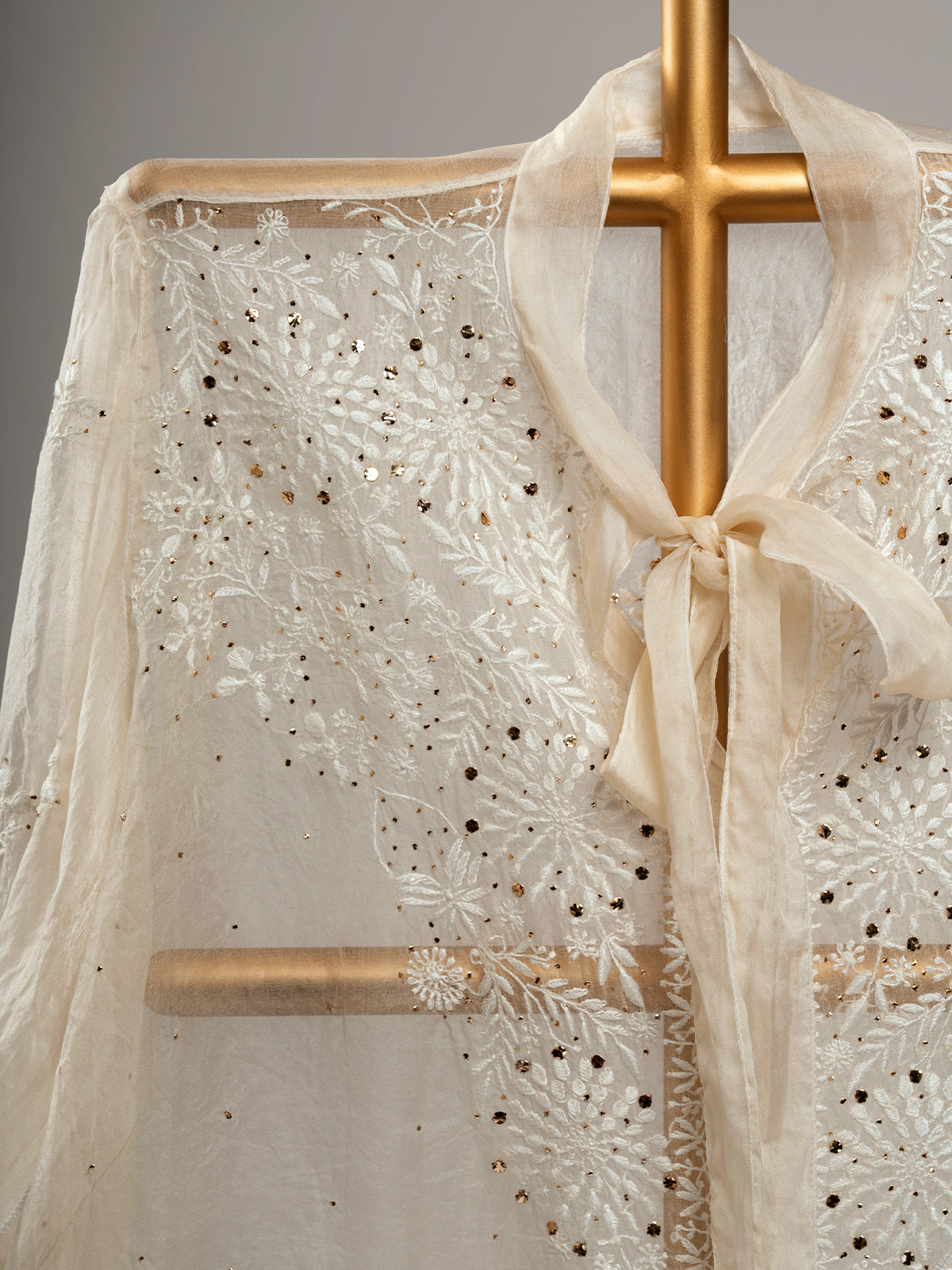 Organza Chikankari Shirt With Mukaish Work