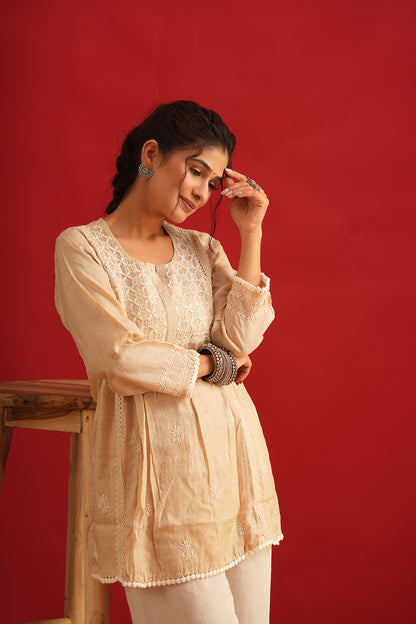 Tussar Silk Chikankari Kurta