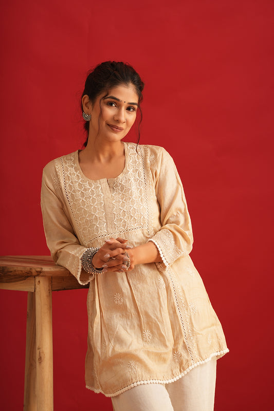 Tussar Silk Chikankari Kurta