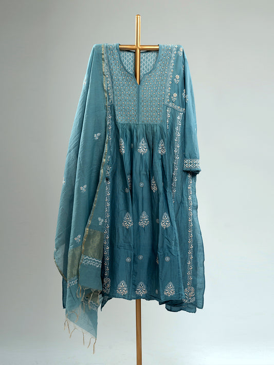Mul Chanderi Chikankari Suit Set