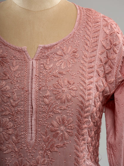 Dusky Chanderi Chikankari Kurta