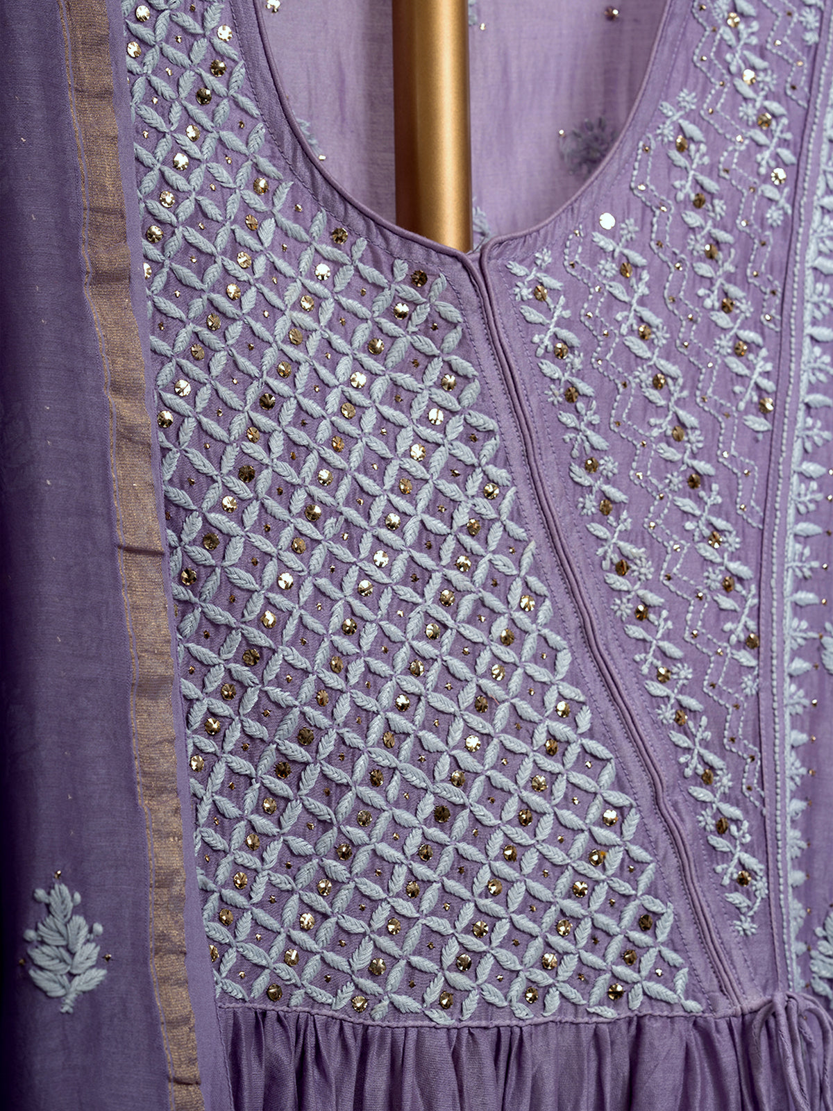 Mul Chanderi Chikankari Suit Set