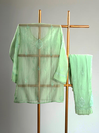 Mul Chanderi Chikankari Coord Set
