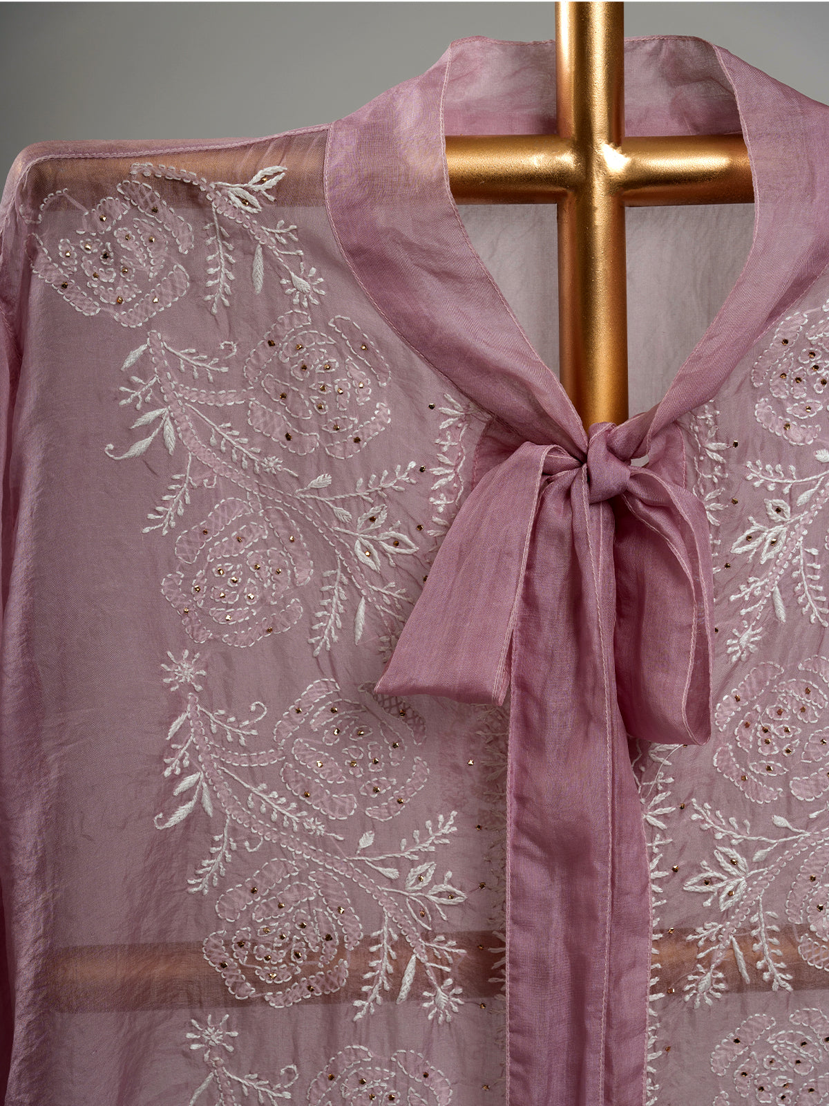 Organza Chikankari Shirt With Mukaish Work