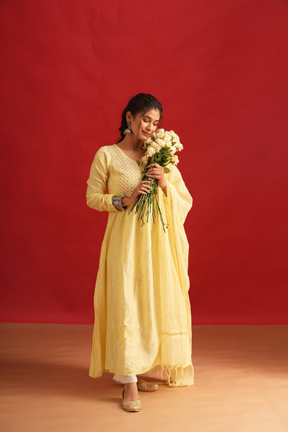 Mul Chanderi Chikankari Set