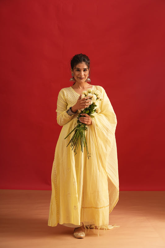 Mul Chanderi Chikankari Set