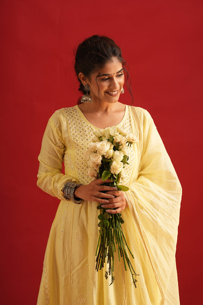Mul Chanderi Chikankari Set