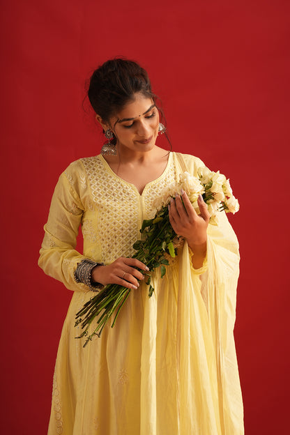 Mul Chanderi Chikankari Set